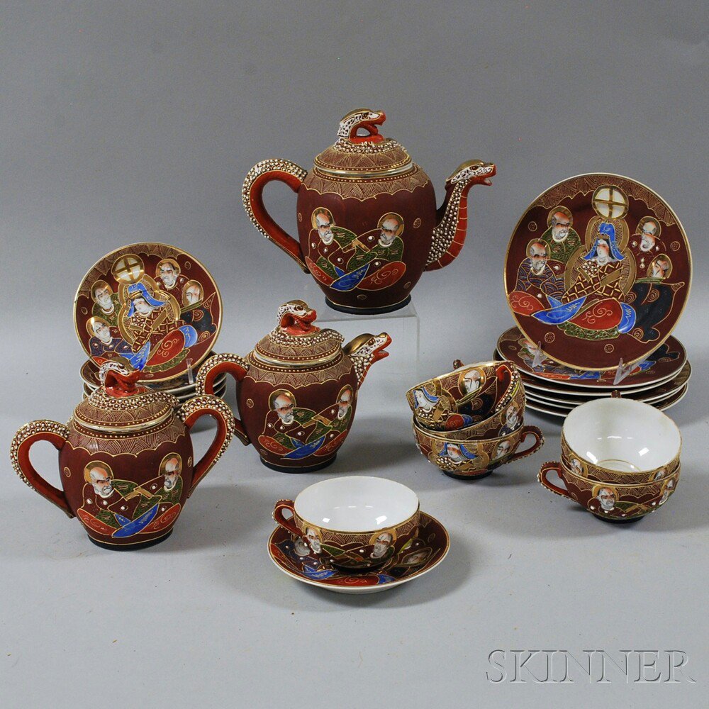 Appraisal: Satsuma Tea Service th century with six saucers plates and