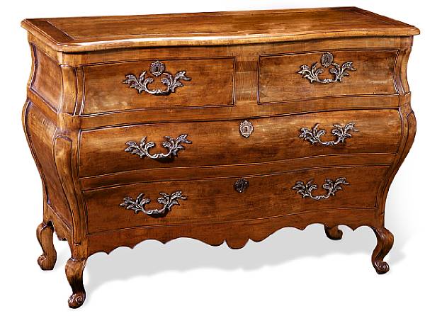 Appraisal: A Louis XV style fruitwood commode en tombeau height in