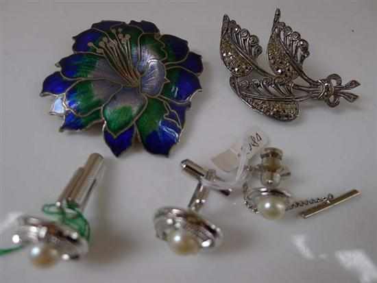 Appraisal: A COLLECTION OF JEWELLERY INCLUDING MARCASITE CULTURED PEARLS ETC