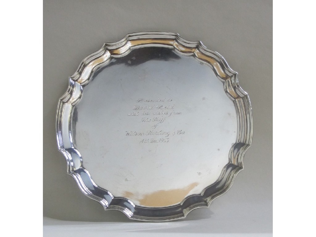 Appraisal: Silver card tray of scalloped circular from Birmingham