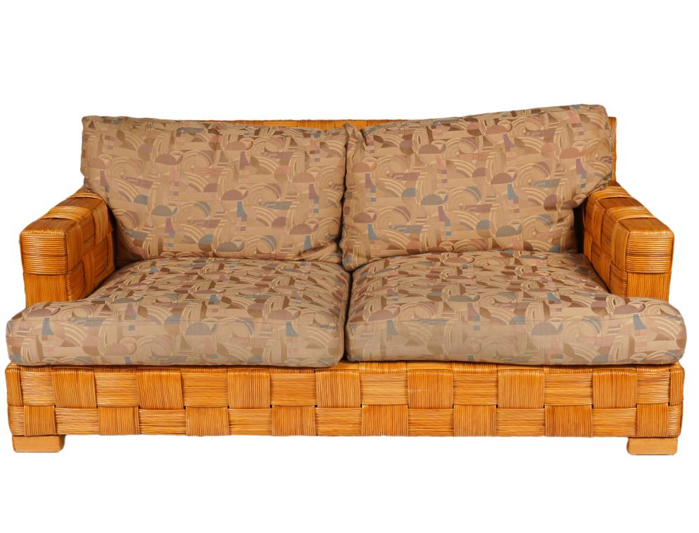 Appraisal: DONGHIA WOVEN RATTAN 'BLOCK ISLAND' SOFAAngelo Donghia 'Block Island' sofa