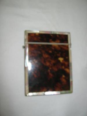 Appraisal: A VICTORIAN TORTOISESHELL CARD CASE of oblong form with hinged