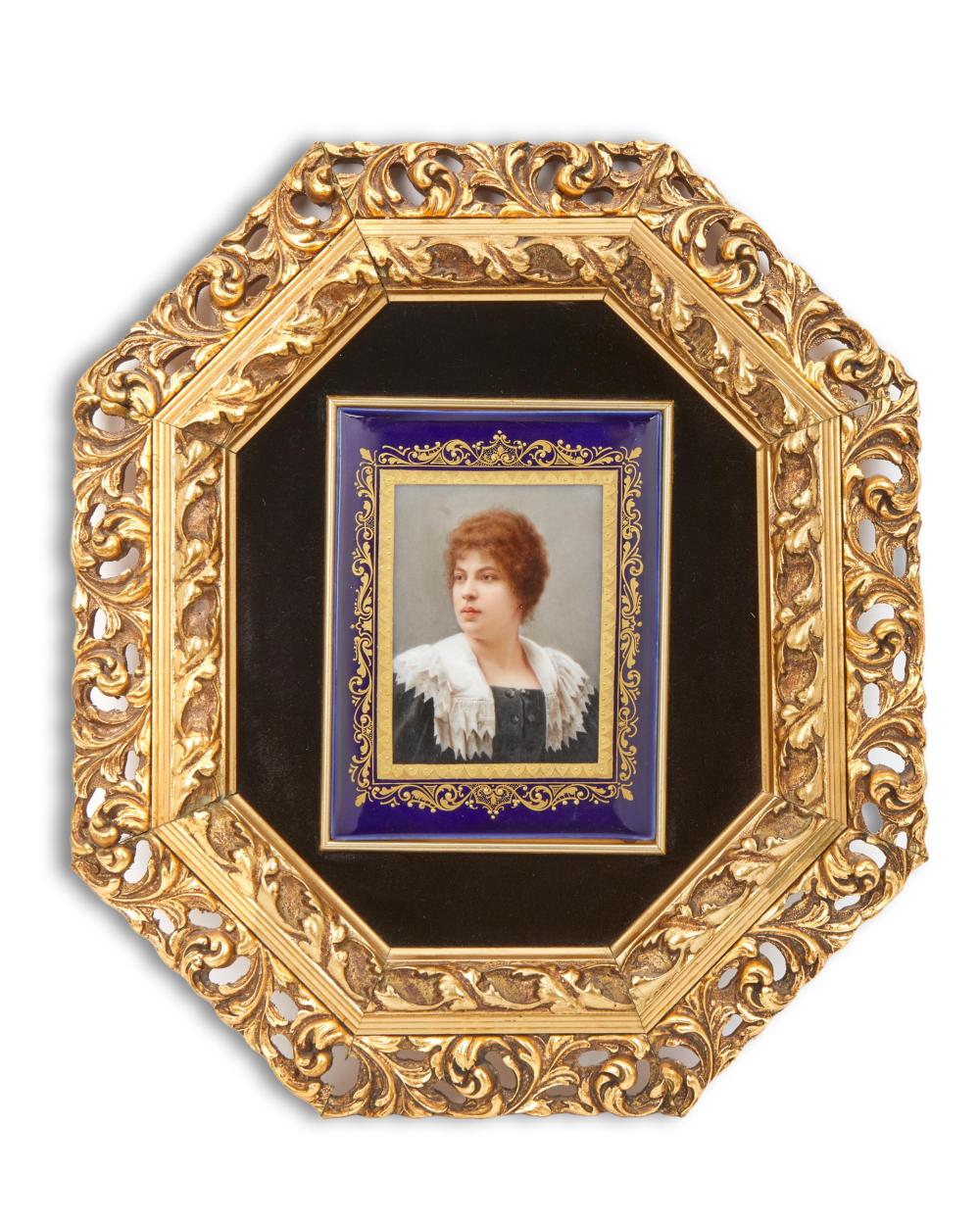 Appraisal: A framed Continental portrait plaque Late th early th Century