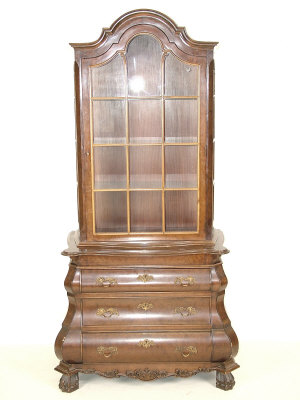 Appraisal: A Dutch style walnut display cabinet th century the dome