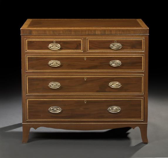 Appraisal: George III-Style Mahogany Chest the banded rectangular top above a