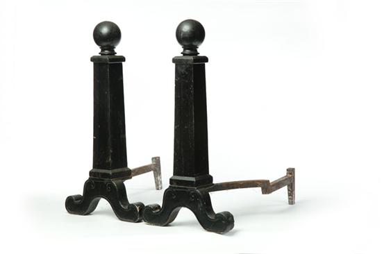 Appraisal: PAIR OF ANDIRONS American or European early th century iron