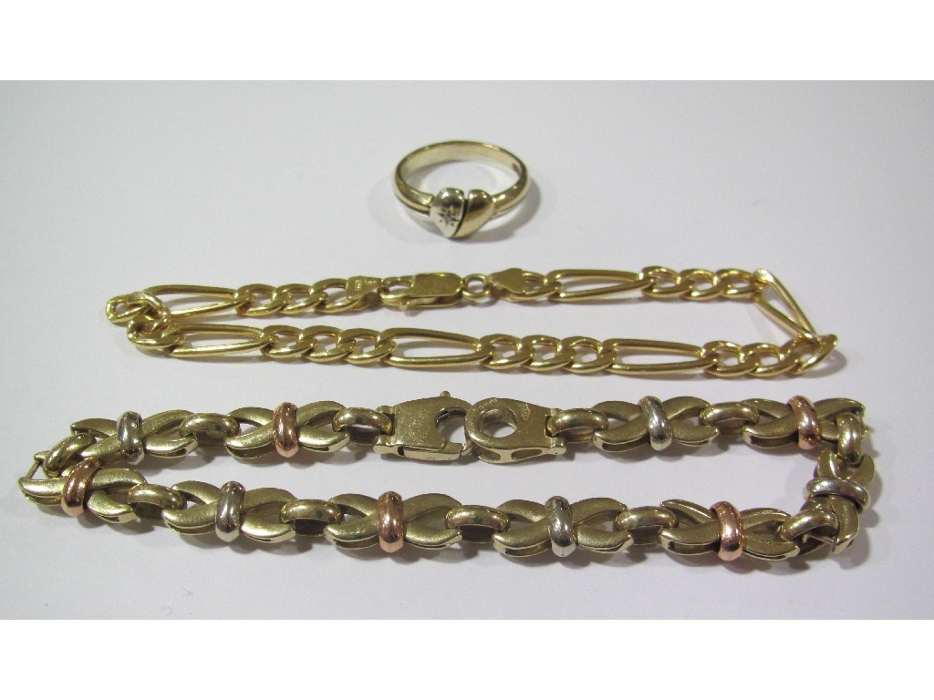 Appraisal: Lot comprising two ct gold bracelets and a ct gold