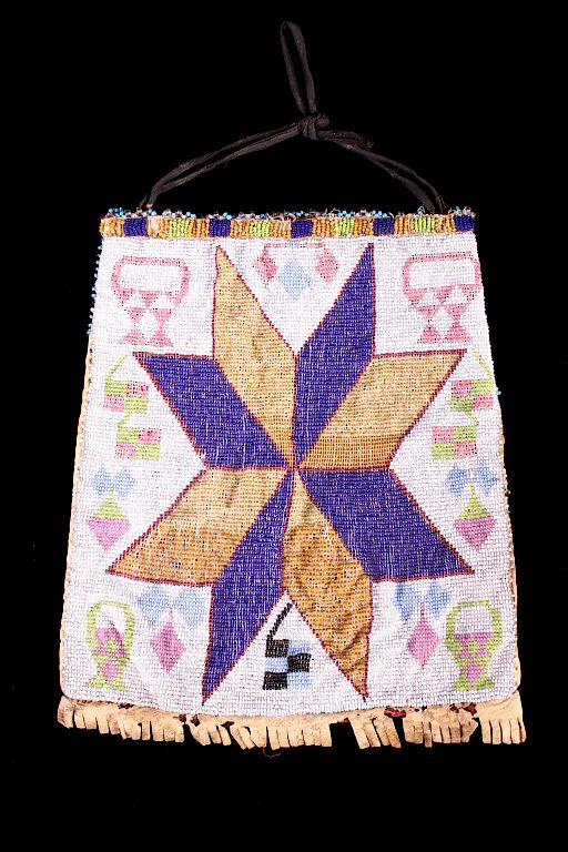 Appraisal: Great Lakes Woodlands Fully Beaded Bag - The lot features