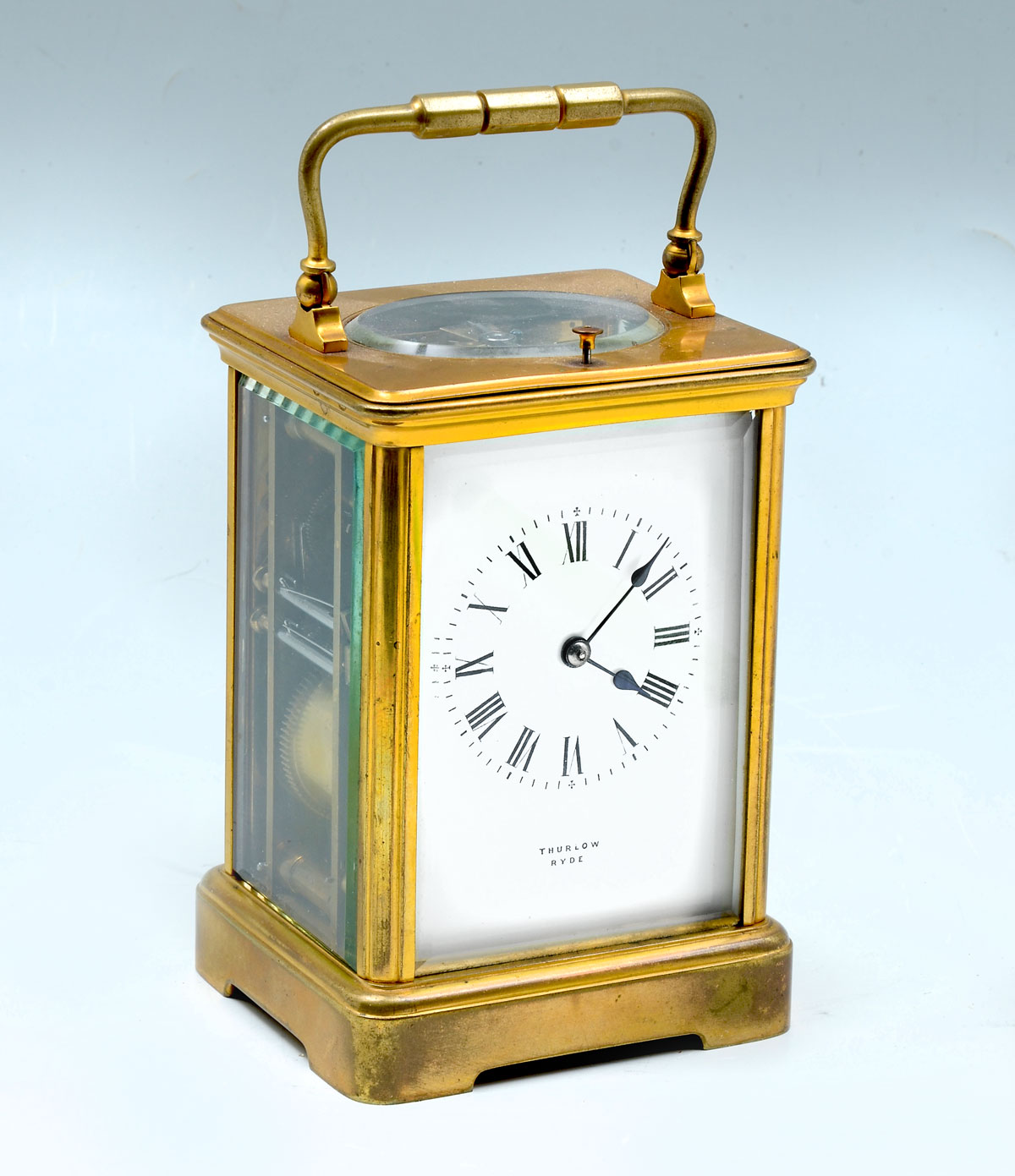 Appraisal: THURLOW RYDE BRASS CARRIAGE CLOCK th century English Thurlow Ryde