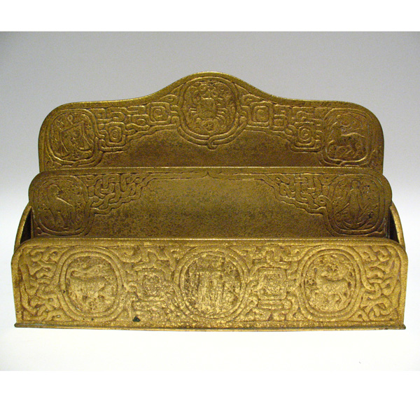 Appraisal: Tiffany Studios paper rack bronze with a Zodiac pattern original