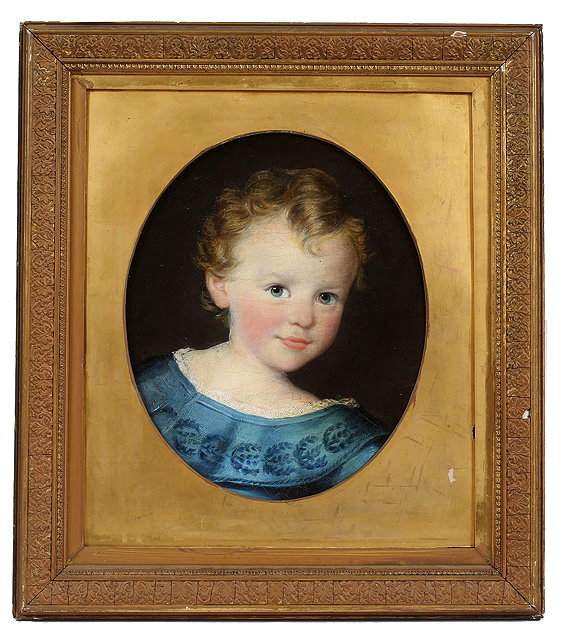 Appraisal: MID TH CENTURY ENGLISH SCHOOLPortrait of a Child oil on