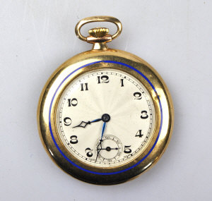 Appraisal: A ct gold open faced slimline pocket watch