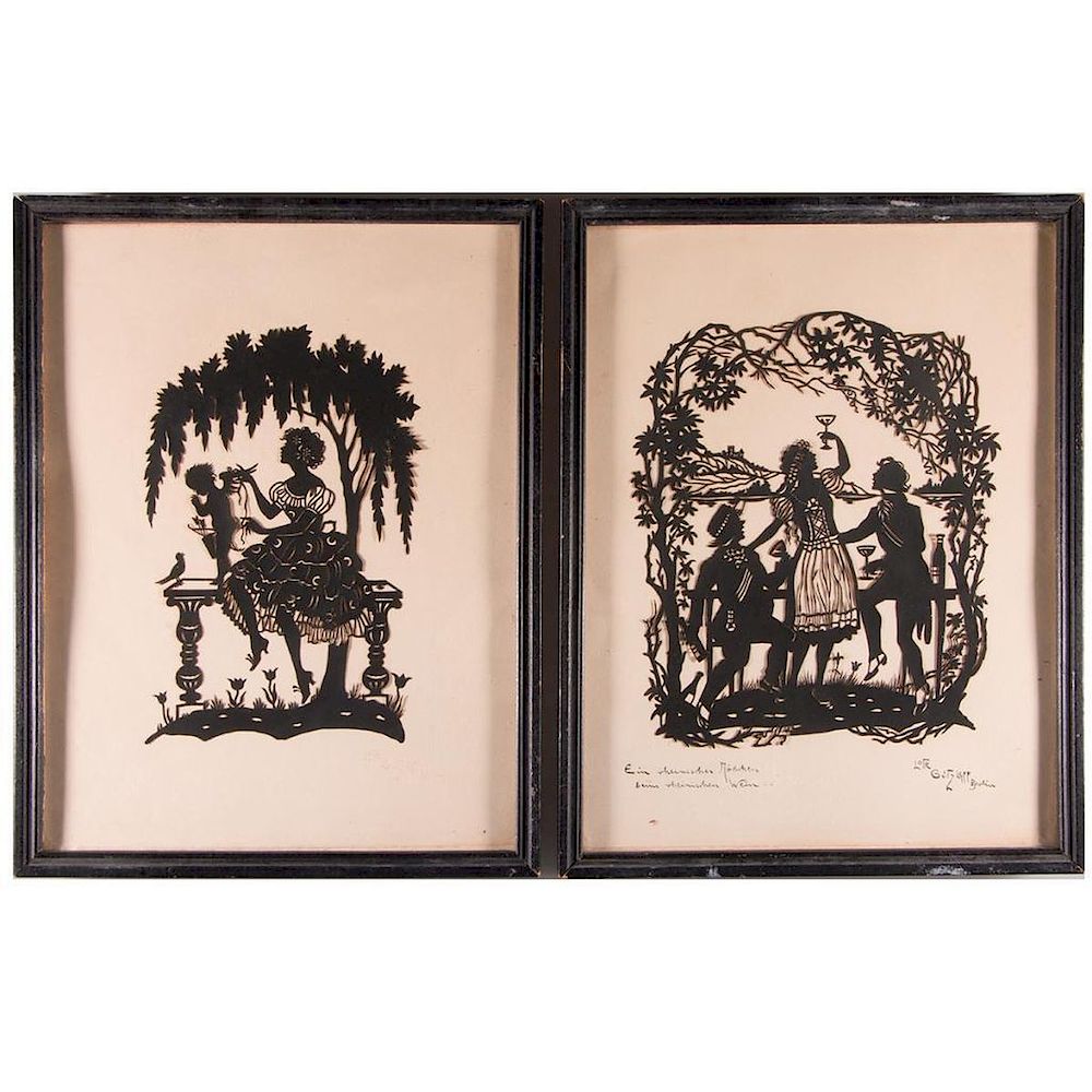 Appraisal: A pair of silhouettes Artist Lotta Gutzlaff signature lower right