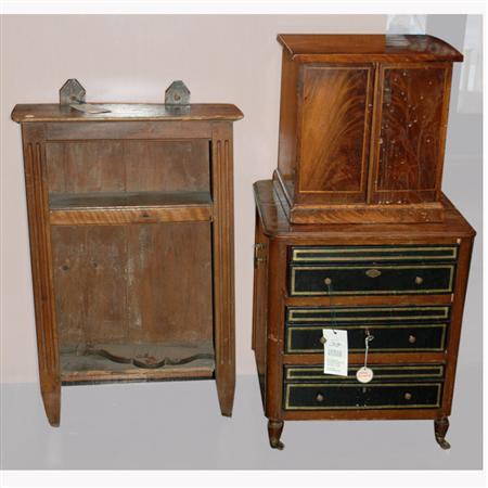 Appraisal: Two Mahogany Jewelry Chests Together with an Oak Hanging Shelf