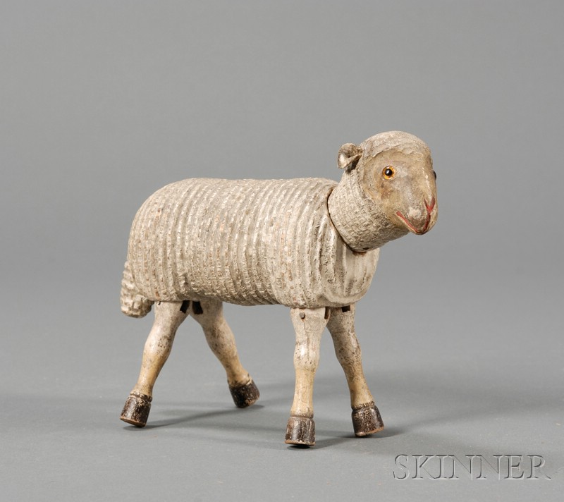 Appraisal: Schoenhut Painted Wooden Articulated Sheep Figure Philadelphia early th century