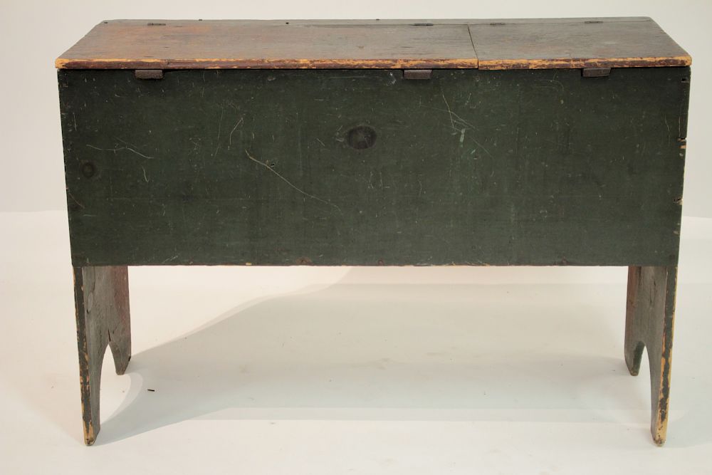 Appraisal: American Green Painted Sectioned Lift-Top Chest H x W x