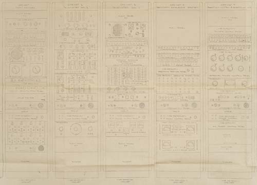 Appraisal: Mercury Launch Blockhouse Panel Layout Illustrates seven instrument racks containing