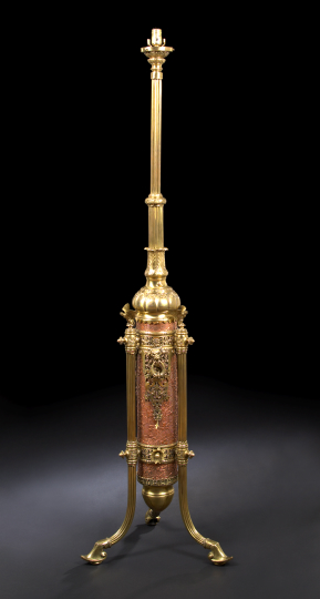 Appraisal: Fine Beaux-Arts Lacquered Brass and Copper Organ Lamp ca the