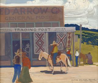 Appraisal: Elsie Palmer Payne ''The Trading Post'' figures near the Painted