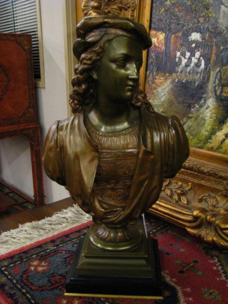 Appraisal: Bronzed Cast Metal Bust Classic Figure '' high