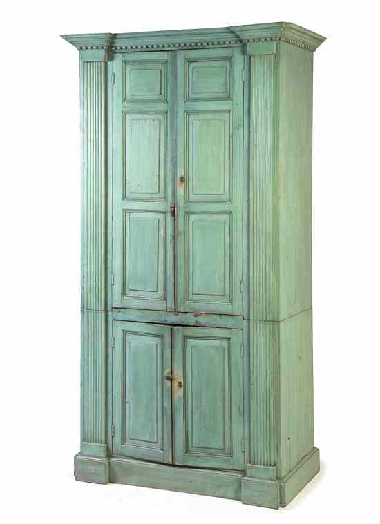 Appraisal: A Provincial Painted Pine Armoire of block-front form with a