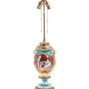 Appraisal: A Continental Gilt Bronze Mounted Porcelain Lamp Late th Early