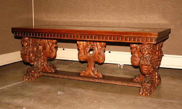 Appraisal: A Renaissance Revival walnut library table third quarter th century