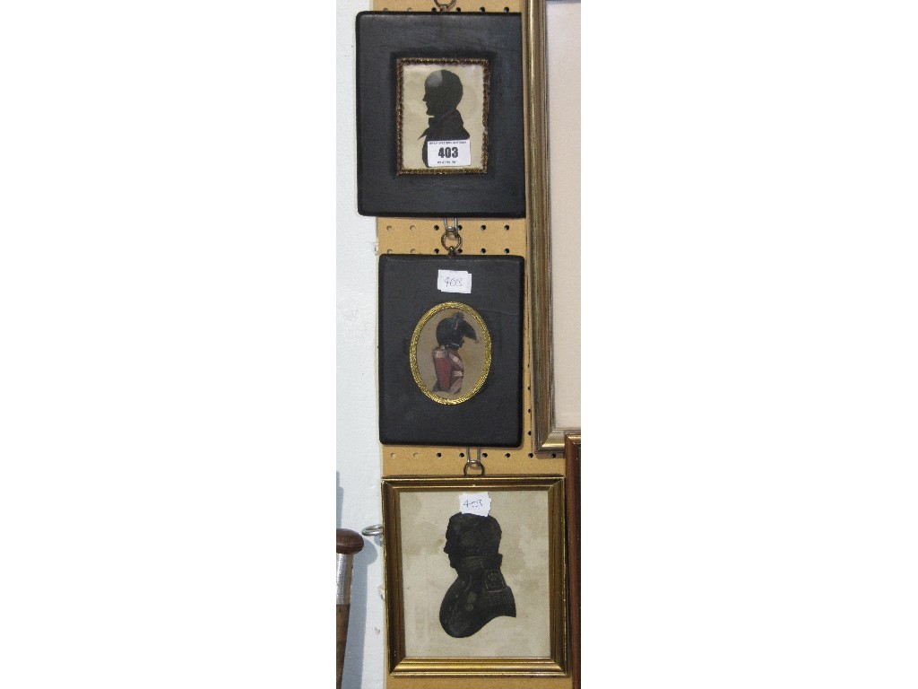 Appraisal: Lot comprising three framed silhouette portraits