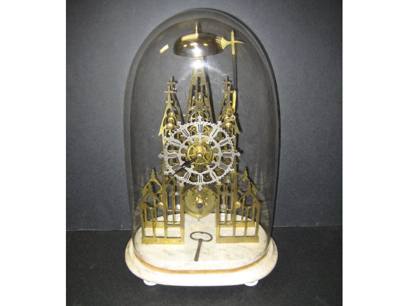 Appraisal: ENGLISH TH CENTURY GOTHIC REVIVAL SKELETON CLOCK Made of thick