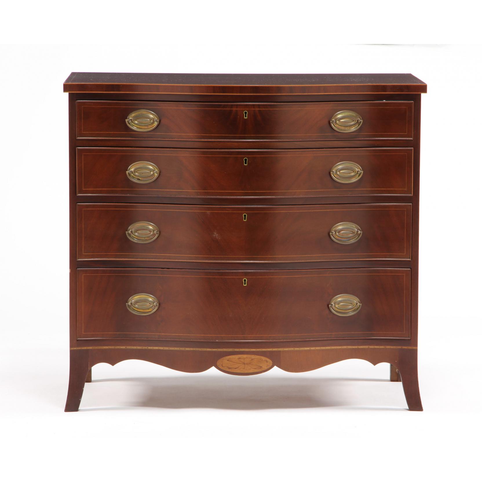 Appraisal: Kittinger Federal Style Inlaid Serpentine Front Chest of Drawers metal