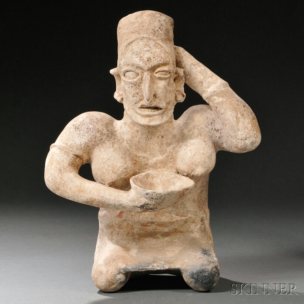 Appraisal: Jalisco Kneeling Female Figure western Mexico c B C -