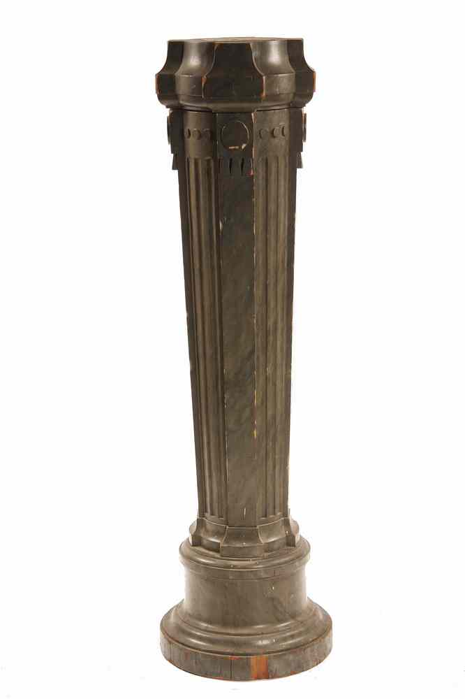 Appraisal: PAINT DECORATED PEDESTAL - Faux Green Marble Painted Wood Display