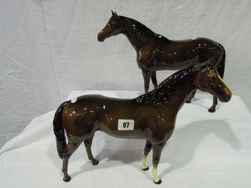 Appraisal: Two large Beswick brown horses standing cm and cm high