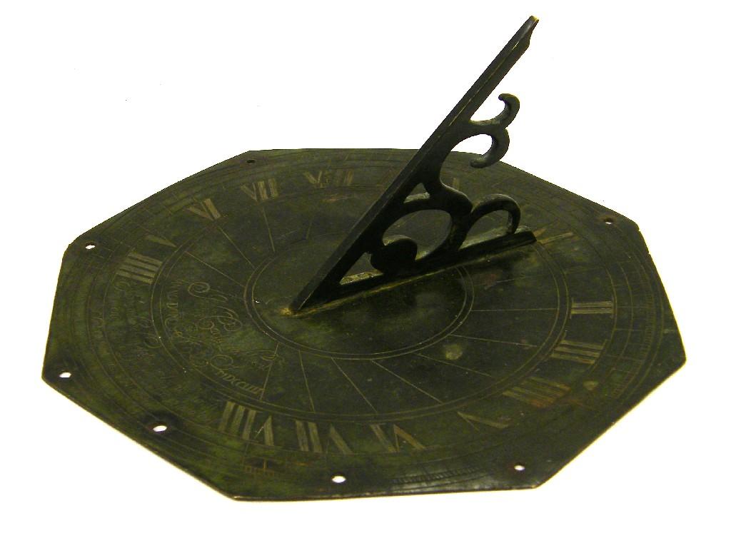 Appraisal: Fine early th century octagonal bronze sundial by John Cartwright