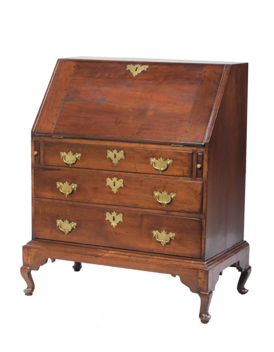 Appraisal: CONNECTICUT QUEEN ANNE CARVED CHERRY DESK-ON-FRAME PROBABLY SUFFIELD The slant