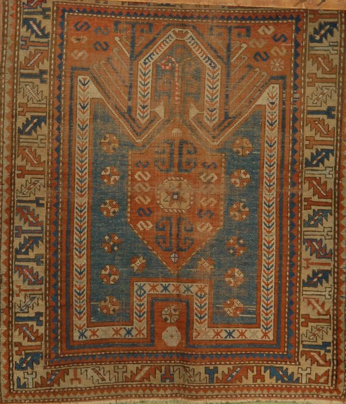 Appraisal: ORIENTAL RUG KAZAK PRAYER ' x ' Red central medallion