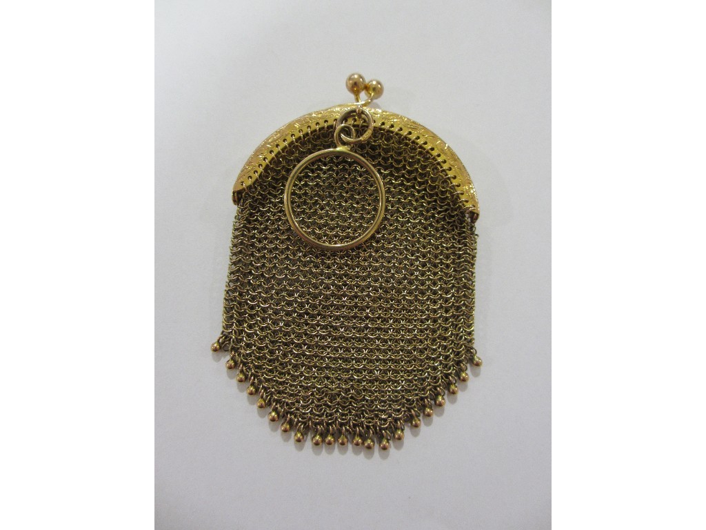 Appraisal: Early th century ct gold mounted mesh misers purse