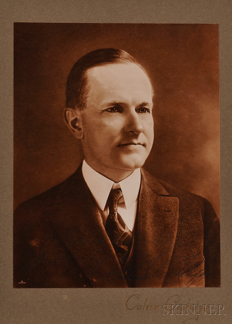 Appraisal: Coolidge Calvin - Signed photograph undated silver albumen print by