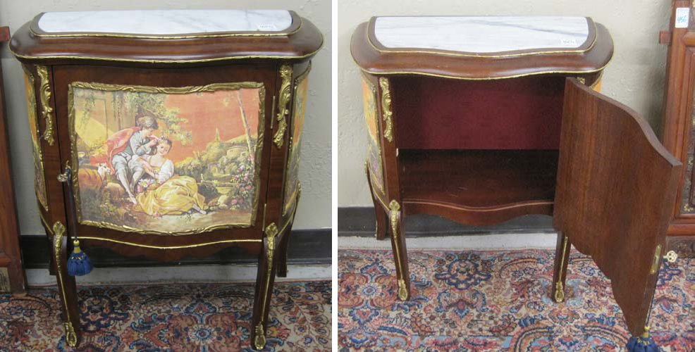 Appraisal: A PAIR OF LOUIS XV STYLE PETITE COMMODES made in