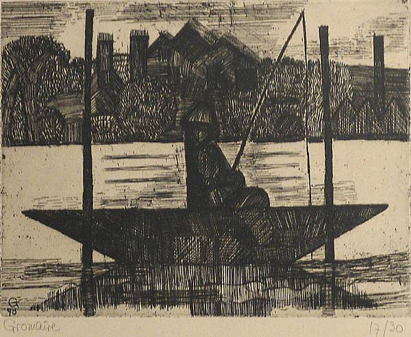 Appraisal: Marcel Gromaire La P che en Barque Etching printed on