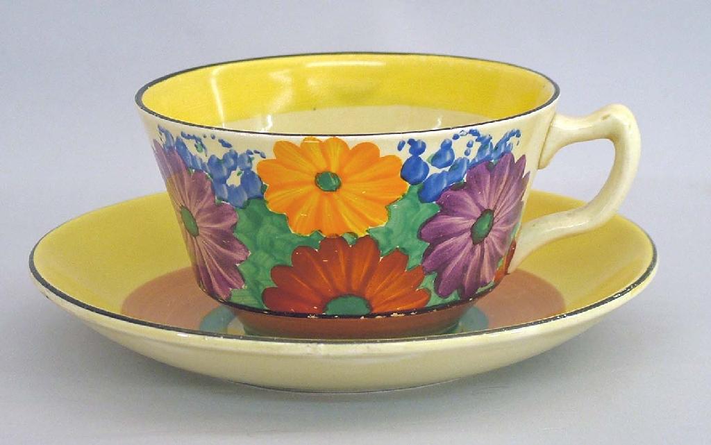 Appraisal: Gayday' Bizarre Athens cup and saucer hairline to the cup