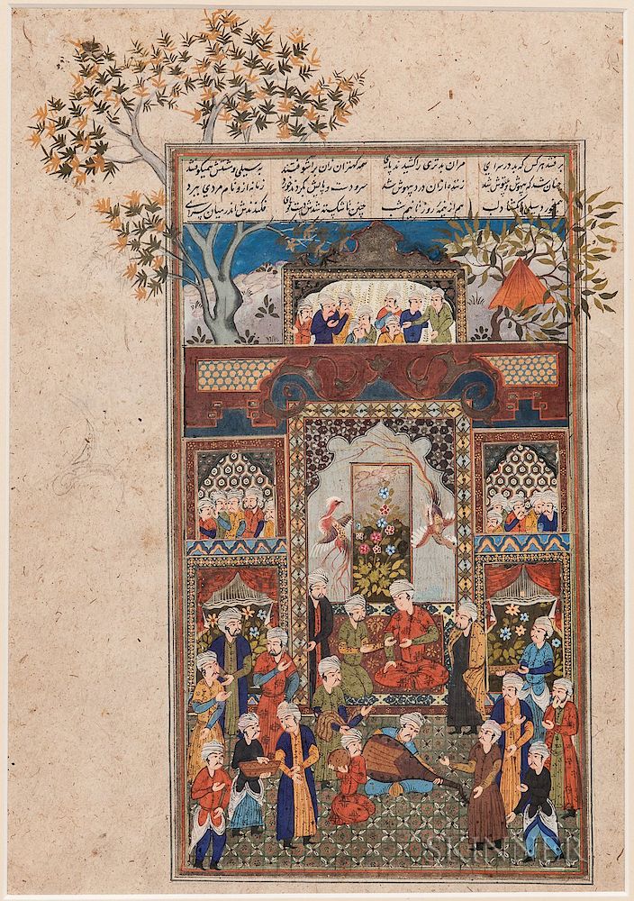 Appraisal: Safavid-style Miniature Painting Safavid-style Miniature Painting India th century ink