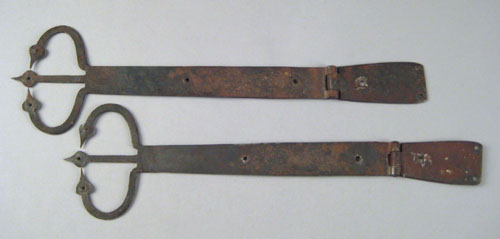 Appraisal: Pair of Pennsylvania wrought iron strap hinges ca with trefoil