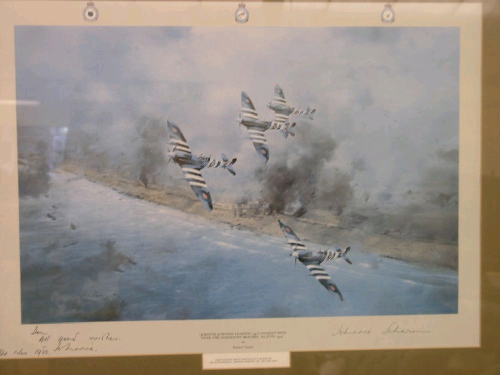 Appraisal: An autographed Battle of Britain colour print signed by Johnny