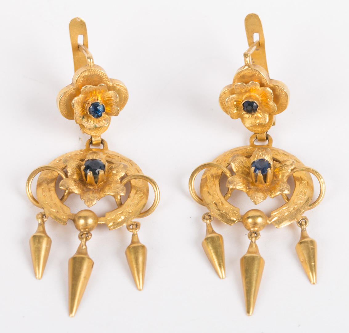 Appraisal: Indian Earrings with Sapphires k L