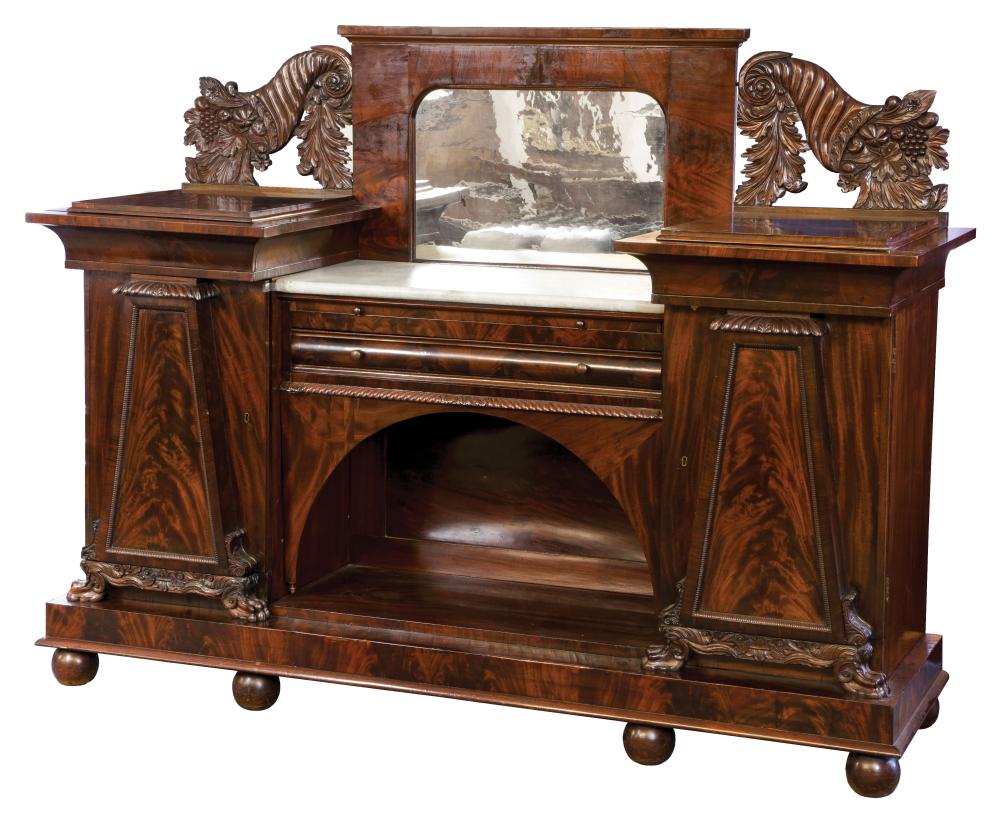 Appraisal: American Classical Carved Mahogany Sideboard early th c Baltimore mirrored