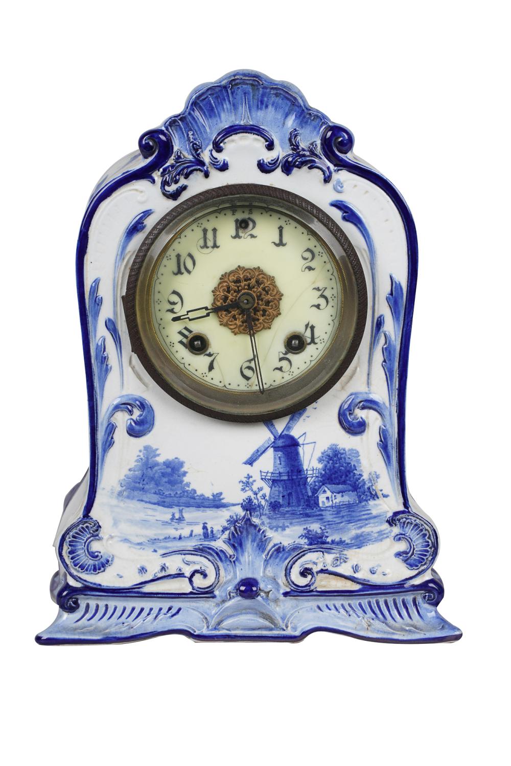 Appraisal: NEW HAVEN CLOCK CO DELFT STYLE PORCELAIN MANTEL CLOCKCondition with