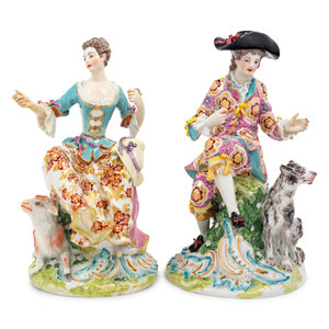 Appraisal: A Pair of Chelsea Porcelain Figural Groups Late th Early