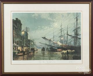 Appraisal: John Stobart pencil signed print titled South Street New York