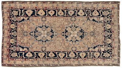 Appraisal: Persian rug two central medallions on faded brown field dark